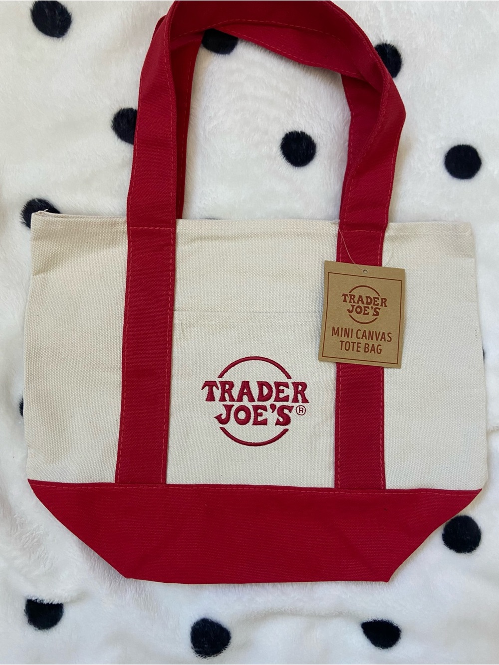 Red & Cream Trader Joe’s Mini Canvas Tote Bag